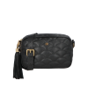 BOLSA MÉDIA EM COURO PRETO MATELASSÊ CALIANDRA