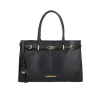 BOLSA GRANDE EM COURO PRETO COM GANCHO METÁLICO