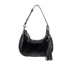 BOLSA PEQUENA MEIA LUA VERNIZ PRETO